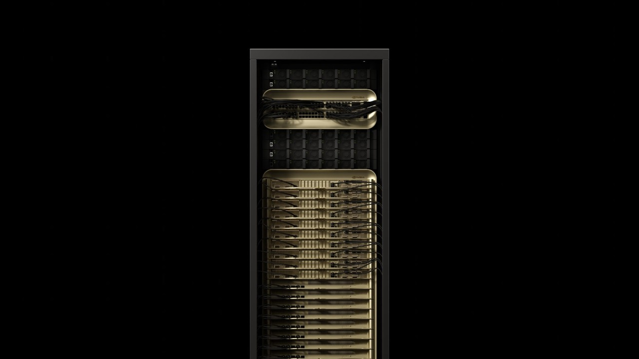 NVIDIA GB300 NVL72 system imagery provides hardware context for low-precision inference and memory capacity.
